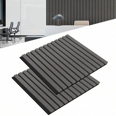 LILIIN Akustikpaneele 2 Stück Set 3D Wandverkleidung Wandpaneele aus Echtholz Furnier Akustikplatten Lamellenwand Holzpaneele Holzpaneele Akustikfilz