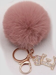 Sparkling Rhinestone Letters A-Z Keychain With Cute Plush Lucky Crystal Pendant Shiny Alloy Pendant Perfect For Bags And Backpacks - Perfect For Birthdays And Special Occasions Christmas Gifts Gift Thanksgiving