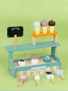 全新模拟糖果、冰淇淋游戏屋玩具、男孩和女孩的家庭礼物、角色扮演游戏、木制儿童套装 - 彩色 - 查看 2