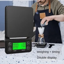 5kg/0.1g Coffee Scale, Food Scale, Digital Kitchen Scale Weight Grams And Ounces, Multifunctional Weighing Kitchen Scale With/Timer & Large LCD For Baking And Cooking, Hand-Brewed Coffee Scale - 黑色 - 查看 4