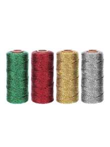 1 Roll 328ft DIY Decorative Rope, Decorative Wrapping Twine String For Gift Wrapping, Gold Wrapping Twine String - Inelastic - Glitter String For DIY Crafting, Decor, Presents, Gift Tags Birthday Christmas Decorations Winter Room Decor - Multicolor - View 1