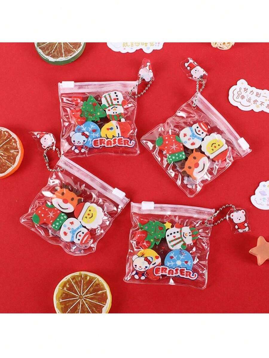 Losowe 10 sztuk losowego pakowania prezentów świątecznych dla dzieci gumki, gumka świąteczna dla uczniów małe prezenty/prezenty świąteczne