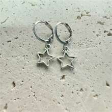 2 chiếc bông tai hợp kim hình ngôi sao thời trang, quà tặng cho phụ nữ vào ngày lễ tình nhân - Bạc - Xem 4