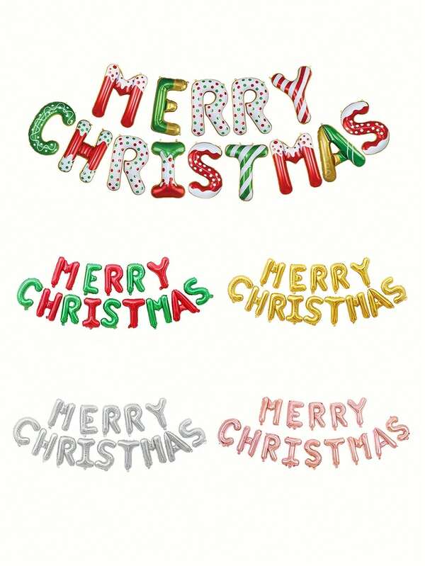 14pcs Christmas Foil Balloons, Merry Christmas Balloon Banners, Christmas Balloon Decorations, Suitable For Christmas Party Decorations