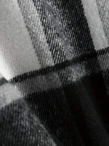 Men Plaid Color Block Drawstring Hooded Design Casual College Style 2 In 1 Streetwear Hooded Jacket, Fashionable For Daily, Spring & Autumn - Black - View 5