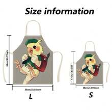 1PC Funny Chicks And Cute Animals 3D Pattern Linen Apron For Home Cooking, Kitchen Wear, And Cooking Enthusiasts - Multicolor - View 3
