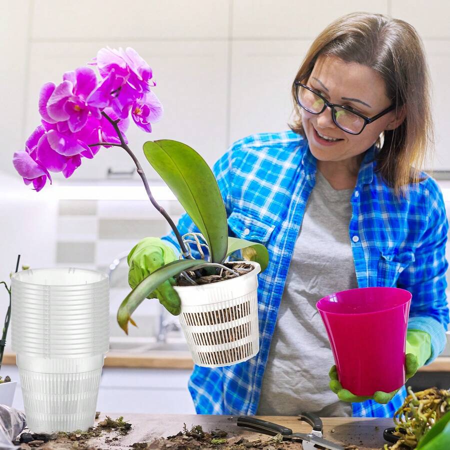 36 Pcs Orchid Pots With Holes Drainage Plastic Flower Plant Pot For