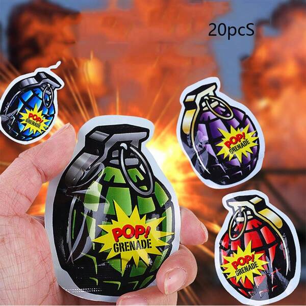 20 piezas Juguetes novedosos de bromas de granada que explotan, artículos de broma creativa y realista con explosión de colores, juguete inflable sorpresa de explosión, para Navidad