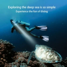 Super Bright LED Headlight New ABS Diving Portable Large Light Cup IPX8 Waterproof Rechargeable LED Diving Headlight Built-In Battery Ultra-Light Fishing And Shrimp Diving Lighting Underwater Light Bright Color Flashlight - Fluorescent Green - View 10