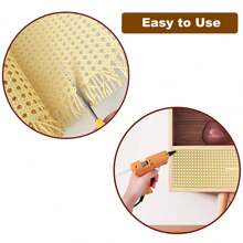 40*200CM Artificial Rattan Cane Webbing Sheet Panels Material Supplies Craft DIY - Beige - View 6