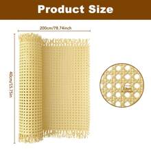 40*200CM Artificial Rattan Cane Webbing Sheet Panels Material Supplies Craft DIY - Beige - View 2