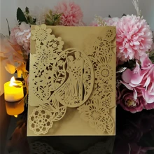 Conjunto de 25 tarjetas de invitación para boda con diseños de novia y novio, flores y bolsillos para invitaciones, tarjetas de felicitación para boda, aniversario, matrimonio, decoración y suministros para fiesta nupcial - 4,7x7 pulgadas - Ver 2