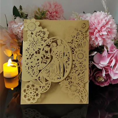 25 buc/set invitații de nuntă card mireasă și mire flori buzunar invitație felicitare pentru aniversare de nuntă Mariage mireasă petrecere decorațiuni consumabile