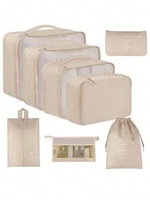 Bộ 8 khối đựng quần áo xương cá dày chống thấm nước, túi đựng đồ du lịch cho mẹ và bé - Be - Xem 1