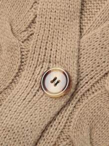 Female Cardigan, Solid Color Long Sleeve Sweater Knitted Coat With Pockets For Spring Fall, S/M/L - 卡其色 - 查看 8