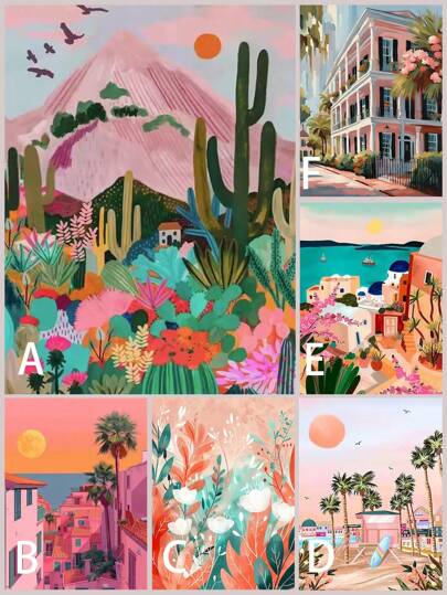 Colorful Landscape & Architecture Diamond Painting New Arrival, Full Round Diamond DIY Mosaic Diamond Embroidery Home Decor Wall Art Painting, Creative Embroidery Wall Decoration Gifts Birthday Graduation Diamond Painting Diamond Art