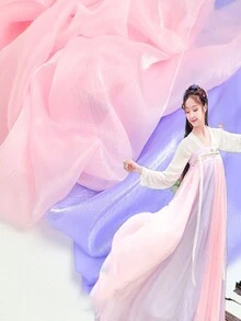 1 mảnh vải organza bóng sợi thủy tinh Icy Flower dùng cho áo tay rộng và váy Han Fu - Màu tím - Xem 6