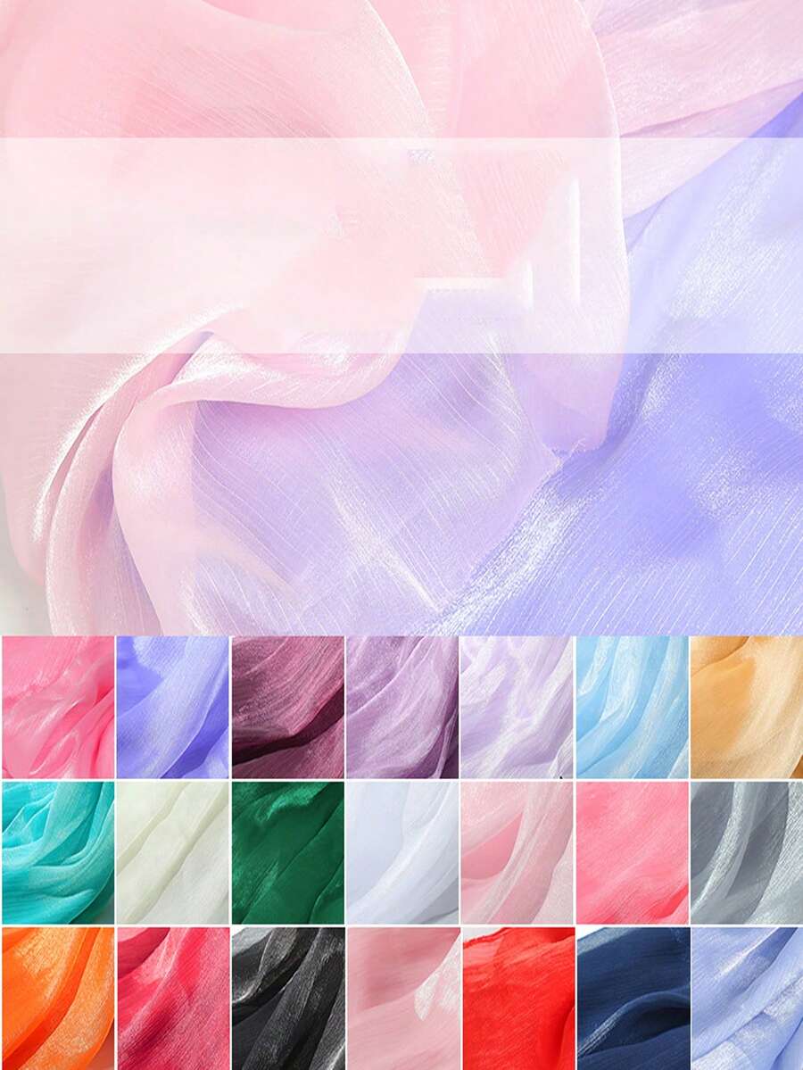 1 mảnh vải organza bóng sợi thủy tinh Icy Flower dùng cho áo tay rộng và váy Han Fu - Màu tím - Xem 1