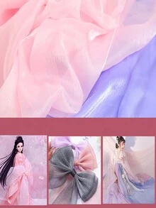 1 mảnh vải organza bóng sợi thủy tinh Icy Flower dùng cho áo tay rộng và váy Han Fu - Màu tím - Xem 8