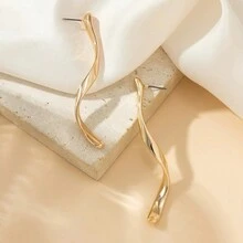 2 件简约长款波浪螺旋设计耳环，适合女士 - 螺旋 - 查看 7