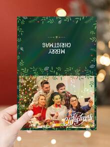 1 张定制照片和文字圣诞贺卡，可选各种激光膜，17.8 厘米 X 12.7 厘米（5 英寸 X 7 英寸），精美礼品，个性化定制圣诞贺卡，适合送给家人、朋友的生日卡，家庭和谐 - 彩色 - 查看 8
