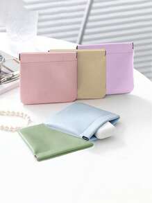 1pc Mini Solid Color Coin Purse, Portable Storage Organizer, Travel Makeup Organizer Make Up Bag - Multicolor - View 2