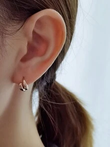 极简主义 925 纯银双水滴十字架环状耳环三色精美珠宝时尚女士耳环 - Minimalist Hoop Earrings - 查看 8