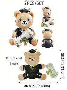 MECRLA 2个2025毕业装饰气球，毕业熊形气球，适合毕业派对和典礼装饰