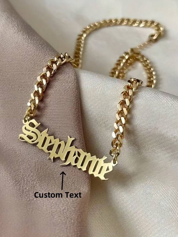 1pc Gold Silver Rose Gold Women's Daily Wear Personalized Chain Name Necklace, Adjustable Necklace Length, Decorative Jewelry Thanksgiving Christmas (Custom Remarks In English Only),Silver,Stylish,Colorful,Vintage,Hipster,Simple,Y2k,2000s Fashion,Custom,Personalized,Unique,Ideal Gifts For Him,Ideal Gifts For Her,Her,Boyfriend,Girlfriend,Dad,Mom,Family,Friends,For Anniversaries,For Birthdays,For Graduation,For Prom,For Party,Necklaces For Women