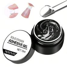 為軟凝膠指甲貼片和有色膠指甲提供的固體釘膠,假指甲穩固器,強力釘槍使用的固體建造凝膠,使指甲更加堅固,可用於家庭美甲和沙龍,並且使用uv燈可進行治療 - 無色 - 查看 1