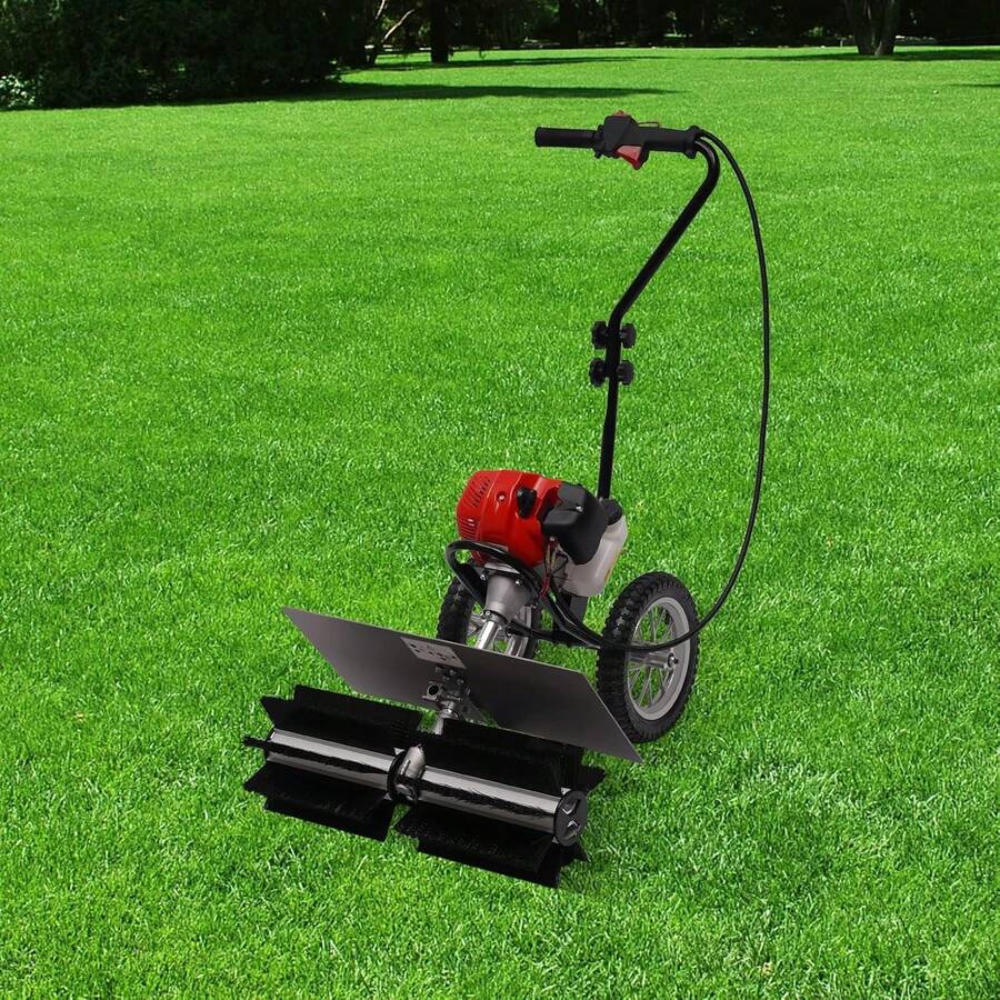 CNCEST CNCEST Gas Powered Sweeper Broom, 43cc Gas Power Hand Held Walk