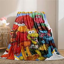 Fraggle Rock Themed Flannel Fleece Blanket - Digital Print, Polyester, Soft Plush TV Show Design, Multipurpose Cozy Warm Throw For Living Room, Office, Sofa, Traveling - Glam Gifts All Seasons - Plush Blanket, Bedding, Couch Cover, Soft Throw, Decor, PersonalizedThanksgiving Gift, Black - Multicolor - View 3