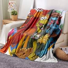 Fraggle Rock Themed Flannel Fleece Blanket - Digital Print, Polyester, Soft Plush TV Show Design, Multipurpose Cozy Warm Throw For Living Room, Office, Sofa, Traveling - Glam Gifts All Seasons - Plush Blanket, Bedding, Couch Cover, Soft Throw, Decor, PersonalizedThanksgiving Gift, Black - Multicolor - View 6