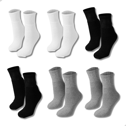 Meias Dallf Kit 06 Pares De Meias Tubo Cano Médio Sem Costura Alta Qualidade Feminina Masculina Dallf