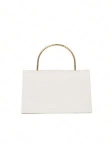 纯色简约品质金属装饰 A 字形手提包单肩包、斜挎包、情人节礼物 - 白色 - 查看 3