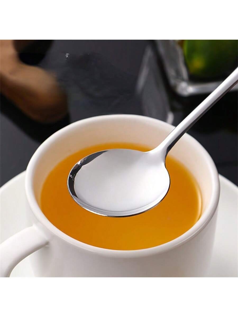 طقم 6 ملاعق حساء سميكة مستديرة من الفولاذ المقاوم...