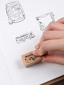 8/10 Chiếc/Hộp, Con dấu gỗ cổ điển, Con dấu in tay thiết kế nghệ thuật tiếng Anh, Con dấu cao su vuông, Dùng cho sổ lưu niệm và thiệp mời thủ công, Con dấu thủ công DIY, Thiệp nhật ký, Ảnh ghép - Nhiều màu - Xem 10