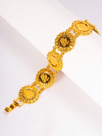 1pc Vintage Gold Coin Bracelet Bohemian Copper Jewelry Suitable For Women's Daily Holiday Dates Wear