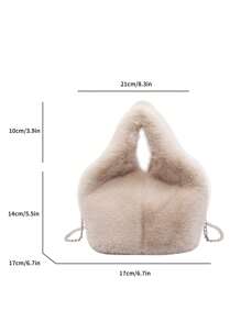 Fluffy Plush Handbag Women, Big Capacity Furry Bucket Bag With Chain Strap, Fashionable Shoulder/Crossbody Bag, New 2024 Autumn/Winter