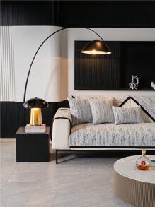 1pc Chenille Sofa Cover, Anti-Slip Sofa Protector, For All Seasons - Black - View 4