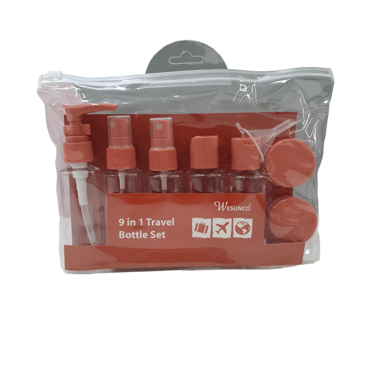 9 Piece Travel Bottle Kit Personal Hygiene Cosmetic