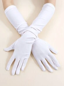 1 Pair Milk Silk Stretchy Gloves, Party, Dance, Carnival Costume Gloves