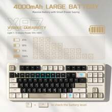 ATTACK SHARK X87 Wireless Mechanical Gaming Keyboard, Tri-Mode BT5.0/2.4GHz/USB-C Gasket Hot Swappable Custom Keyboard, Pre-Lubed Strawberry Switches, 75% TKL RGB Backlit Keyboard - 起司白 - 查看 4
