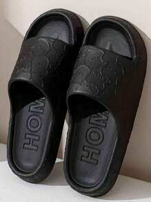 Dép EVA 4 mùa dành cho nam, chống thấm nước, chống trượt, thoáng khí, nhẹ, dép xỏ ngón thông thường trong nhà và ngoài trời, dành cho cả nam và nữ, có họa tiết gấu hoa màu đen - màu đen - Xem 2