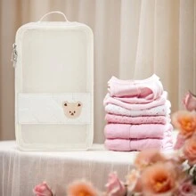 1pc Baby Clothes Storage Bag, Large Capacity Waterproof Dirty Laundry Organizer, Separating Compartments, Motherhood Accessories, (White)