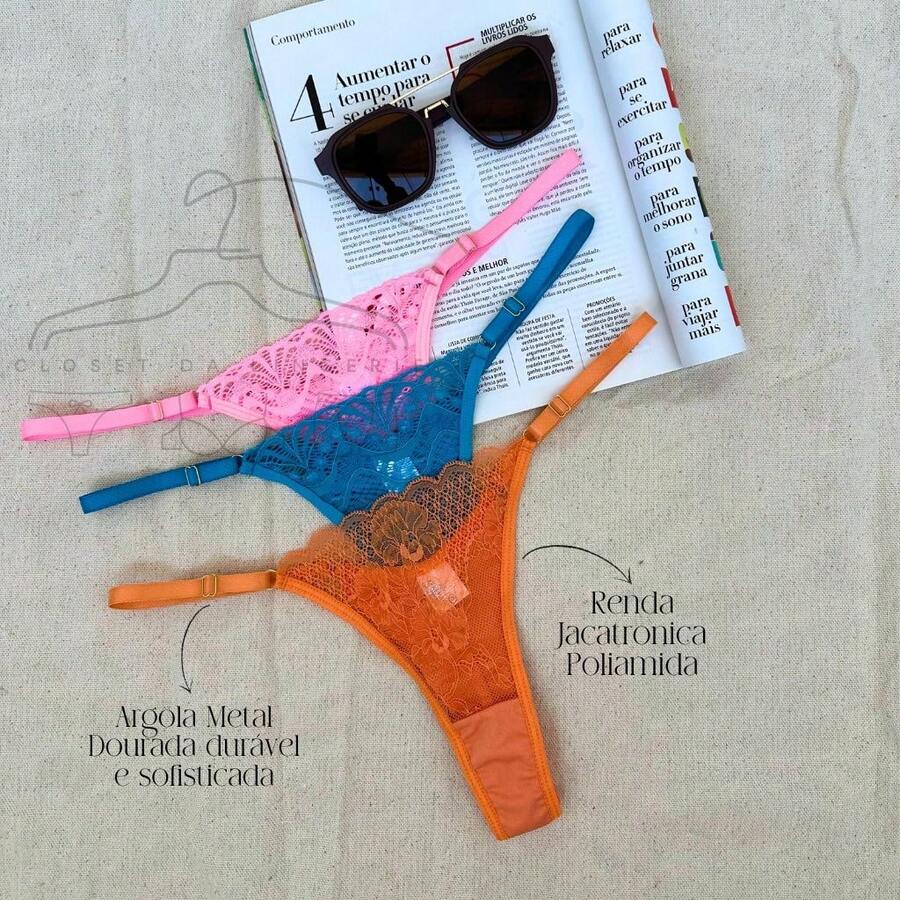 Kit Of 3 Microfiber Lace Panties With Double String Butt Lifting With