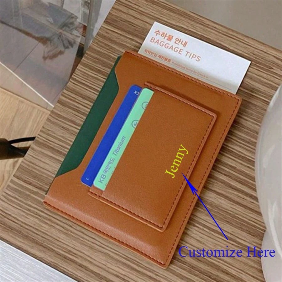 Customized 1pc Portable Overseas Men Women Travel Document Card Holder Korean Version Smooth PU Leather Organizer For Passport Wallet And Bank Bards Multifunctional Ticket Passport Cover Holder Card Bag