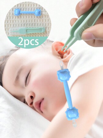 2 pièces/Set Ensemble de pinces de nettoyage des oreilles, Aspirateur nasal pour bébé pour éliminer les mucosités, Pinces de nettoyage du nez pour bébé nouveau-né, Nettoyeur de nez et outil d'élimination du cérumen pour bébé. Gadget de soins pour bébé. Ramasse-morve pour nouveau-nés, bébés et tout-petits