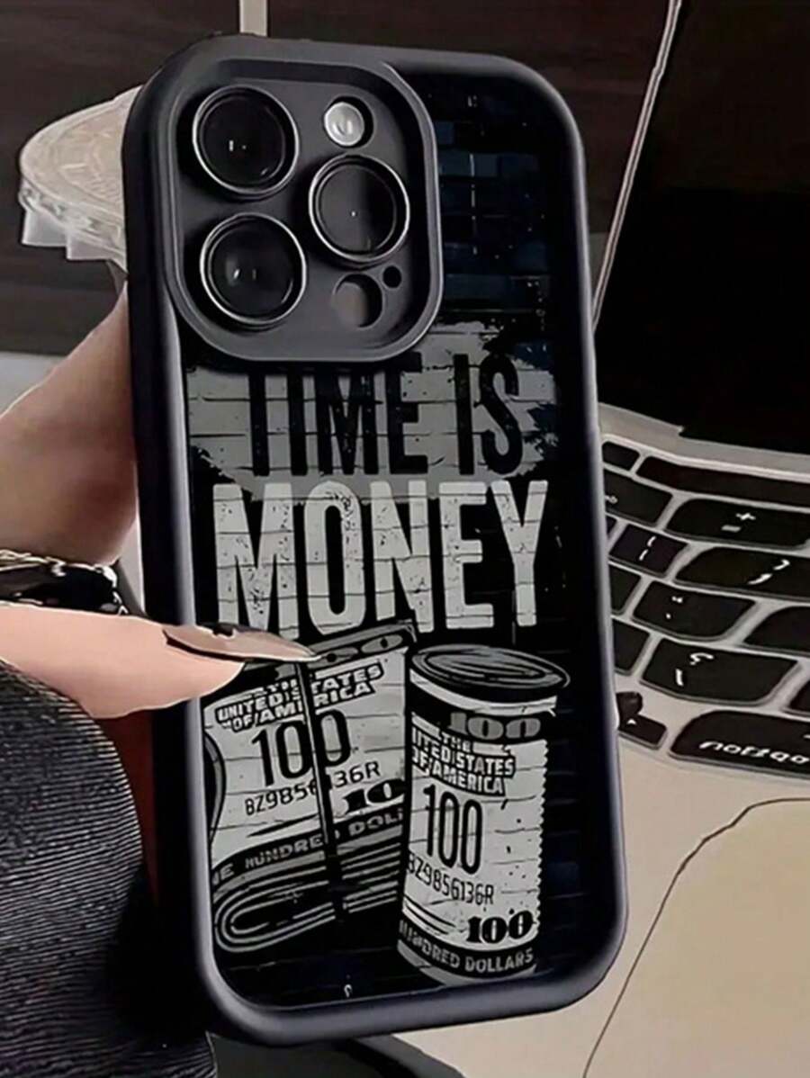 Apple 1pc Black High Quality Bamboo Dollar Design Full Cover Phone Case Compatible With Iphone 16 Pro Max/16 Pro/16/15 Pro Max/15 Pro/15/14/13/12/11/13 Pro Max/14 Pro Waterproof Shockproof Anti-Fall Scratch Resistant