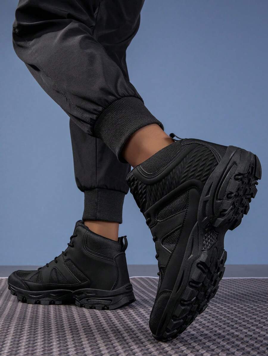 GO WITH Jeans 户外时尚登山靴，男女通用黑色防滑减震登山徒步运动专业徒步鞋